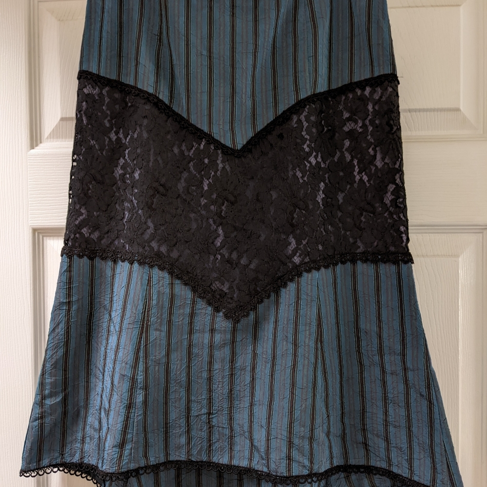 Nanette Lapore Lace Insert Skirt Teal & Black Size 4